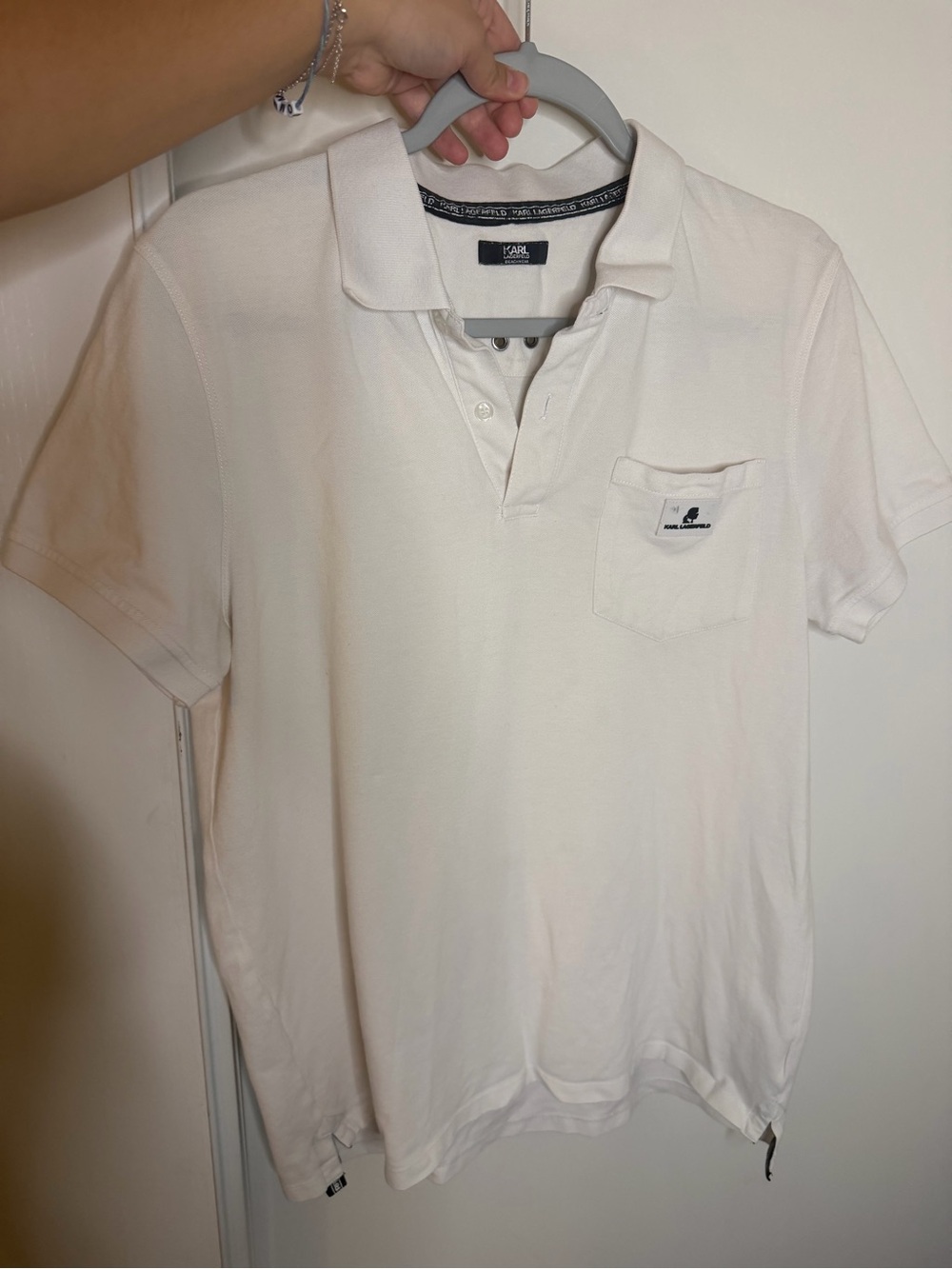 Karl Lagerfeld White Polo Shirt with Chest Pocket size L